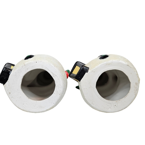 Vintage Handmade Ceramic Sugar Glazed Hand Painted Snowman Figurine 9" Set of 2 - Picture 6 of 7